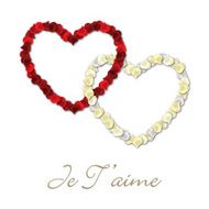Inter linked rose petal heart card template in vector format N3