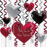 Spanish Happy Valentine&#039;s Day balloon card in vector format