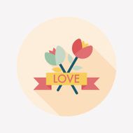 Valentine's Day flower flat icon with long shadow eps10 N71