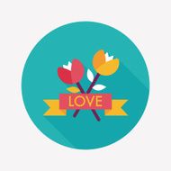 Valentine's Day flower flat icon with long shadow eps10 N72