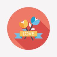 Valentine's Day flower flat icon with long shadow eps10 N73
