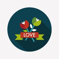 Valentine's Day flower flat icon with long shadow eps10 N74