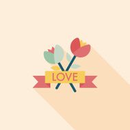 Valentine's Day flower flat icon with long shadow eps10 N75