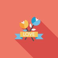 Valentine's Day flower flat icon with long shadow eps10 N77