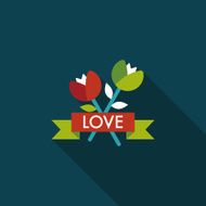 Valentine's Day flower flat icon with long shadow eps10 N78