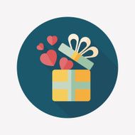 Valentine's Day present flat icon with long shadow eps10 N97