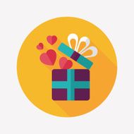 Valentine's Day present flat icon with long shadow eps10 N98