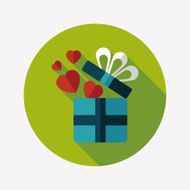 Valentine's Day present flat icon with long shadow eps10 N100