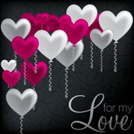 &#039;For My Love&#039; balloon heart card in vector format N4