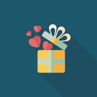 Valentine's Day present flat icon with long shadow eps10 N101