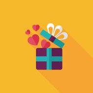 Valentine's Day present flat icon with long shadow eps10 N102