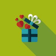 Valentine's Day present flat icon with long shadow eps10 N104