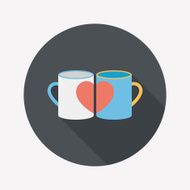 Valentine's day cup flat icon with long shadow eps10 N22