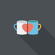 Valentine's day cup flat icon with long shadow eps10 N26