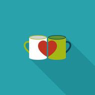 Valentine's day cup flat icon with long shadow eps10 N27