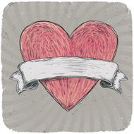 Retro styled tattoo heart with ribbon for your text Layered
