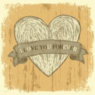 Grunge heart with ribbon Vintage background vector N2