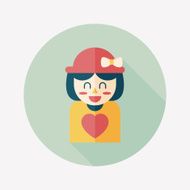 valentine's day girl flat icon with long shadow eps10 N31