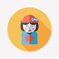 valentine's day girl flat icon with long shadow eps10 N33