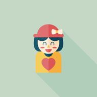 valentine's day girl flat icon with long shadow eps10 N35