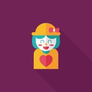 valentine's day girl flat icon with long shadow eps10 N36