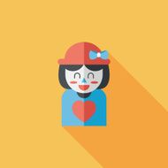 valentine's day girl flat icon with long shadow eps10 N37
