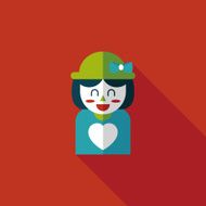 valentine's day girl flat icon with long shadow eps10 N38