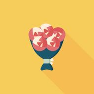 Valentine's Day flower flat icon with long shadow eps10 N83