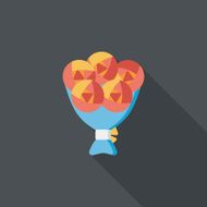 Valentine's Day flower flat icon with long shadow eps10 N85