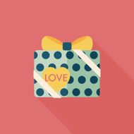 Valentine's Day present flat icon with long shadow eps10 N117