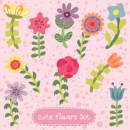 Original vintage hand drawn flowers set