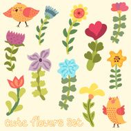 Cute hand drawn flowers set