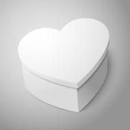 Vector realistic blank big white heart shape box isolated on