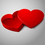 Vector realistic blank red opened heart shape box isolated on