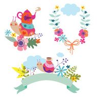 Beutiful floral compositions with cute snail