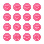 Set of heart icons symbol sign in flat style N2