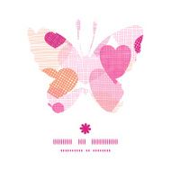 Vector textured fabric hearts heart silhouette pattern frame N6