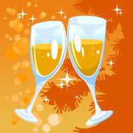 Christmas orange background with two glasses