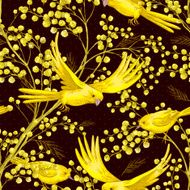 Seamless Pattern with Sprig of Mimosa N2