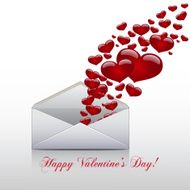 Hearts take off from inside open envelope concept love