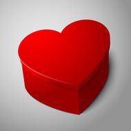 Vector realistic blank big bright red heart shape box isolated