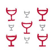 Set of hand-drawn simple half full wineglasses collection