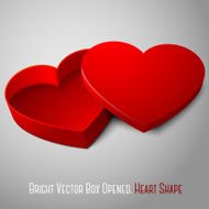 Vector realistic blank red opened heart shape box For your