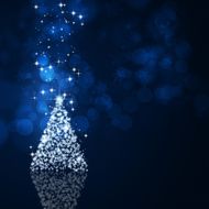 Christmas Magic Tree Blue Background
