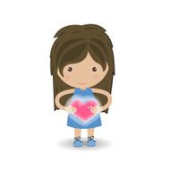 beautiful girl embraces the heart on a background N2