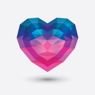 Crystal heart icon Glass love symbol