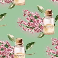 Seamless pattern with the branch of flowers perfume bottle N3
