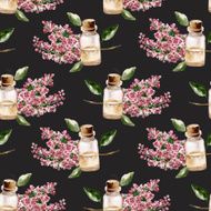 Seamless pattern with the branch of flowers perfume bottle N4
