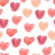 Vector seamless watercolor hearts pattern