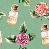 Seamless pattern with flower and perfume bottle N5